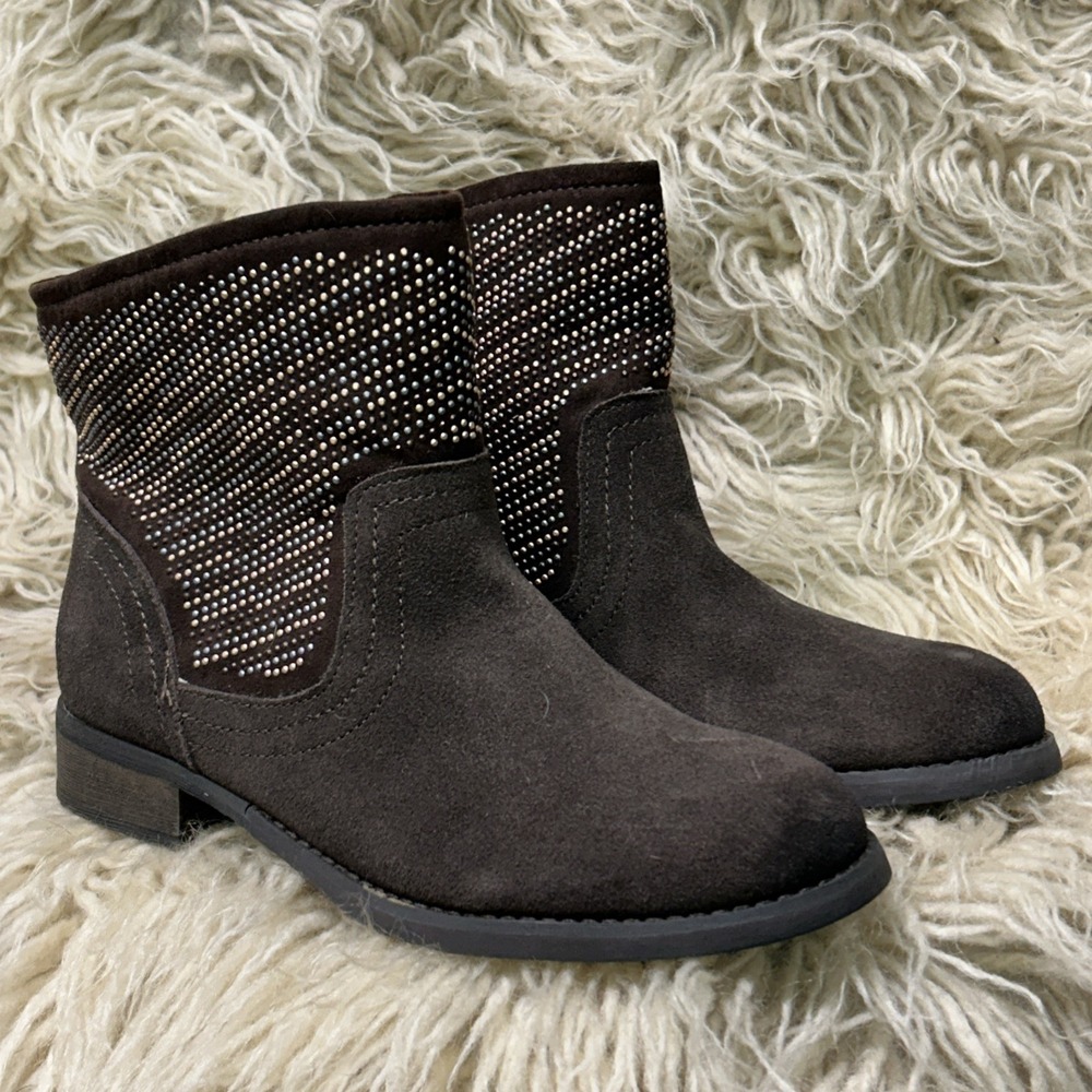 Carlos by Carlos Santana Women's Alton Studded Brown‎ Leather Fabric Booties 6M